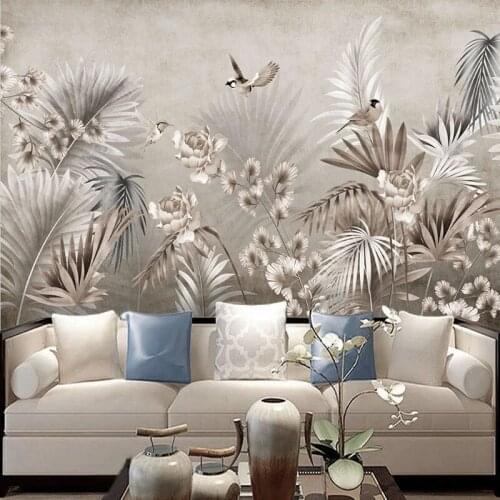 Custom Mural Wallpaper 3D Retro Leaf Nordic Tropical Plants Fresco Living Room TV Sofa Bedroom Home Decor Papel De Parede Sala