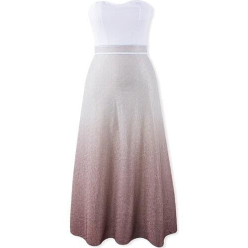 Neatie kiddie Night Club Women Elegant A-line Dresses Sexy Strapless Sleeveless Patchwork Backless Female Vestidos Long Dress