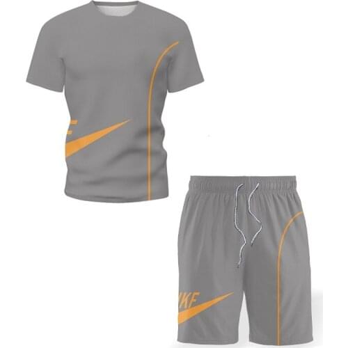 2021 Summer New gray Color O-Neck Vikings T-shirt Men Casual Shorts Mens Sets Sweatshirts Tracksuit Sportswear Lncrease 5xl