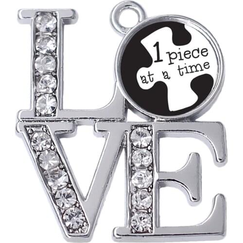 New Stylish Custom Sticker 1 Piece At A Time Puzzle Piece Autism Raise Awareness Autistic Charm Pendant