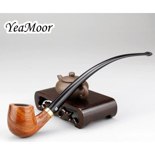 New Bent Smoking Pipe 3mm Filter Metal Ring Wooden Pipe 10 tools free 23cm Long Smoke Pipe Tobacco Pipe Smoking Accessory