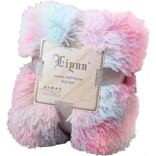Luxury Faux Fur Throw Blanket Home Office Soft Fluffy Bed Throw Blanket Shaggy Cozy Plush Fleece Comfy Microfiber Fur Blanket
