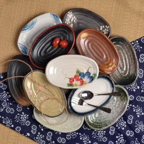 Oval Sushi dish Japanese ceramic bone plate dinner dishes snack ceramic dinner plates dish set serving dish restaurant supplies