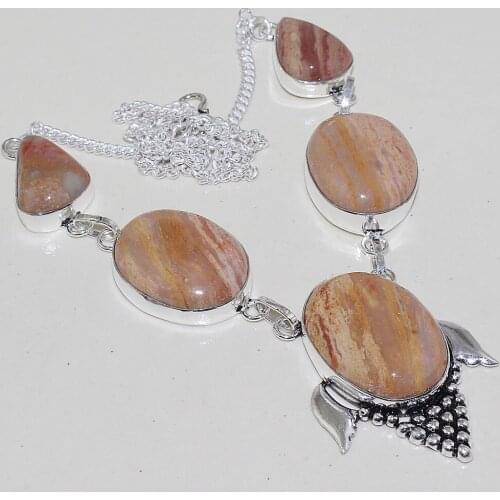 Imperial Jaspper Necklace Silver Overlay over Copper , 51 cm, N0705