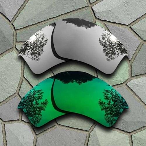Chrome&Jade Green Sunglasses Polarized Replacement Lenses for Oakley Half Jacket 2.0 XL