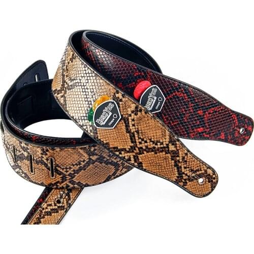 Snake skin pattern guitar strap with 2 picks durable adjustable acoustic electric bass guitar straps guitar accessories