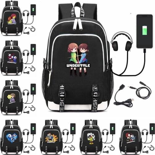 Game Sans Papyrus Backpack Firsk USB Multifunctional Charge Backpacks Teenagers Laptop Man Travel Bagpack Cosplay School Bags
