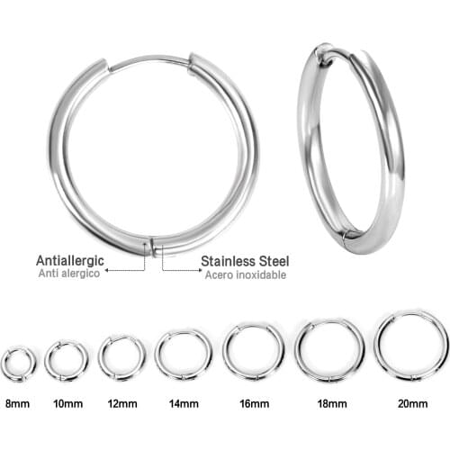Hoop Earrings Jewelry 2.5 Width 10mm Stainless Steel Hypoallergenic Fashion Gold/Silver Color Earrings for Women/Girl Party Gift