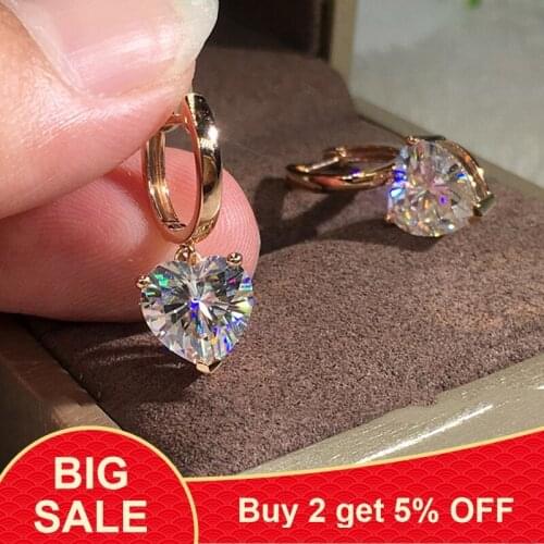 Luxury Female Small Heart Earrings Fashion Rose Gold Color Wedding Earrings Double Zircon Stone Earrings For Women