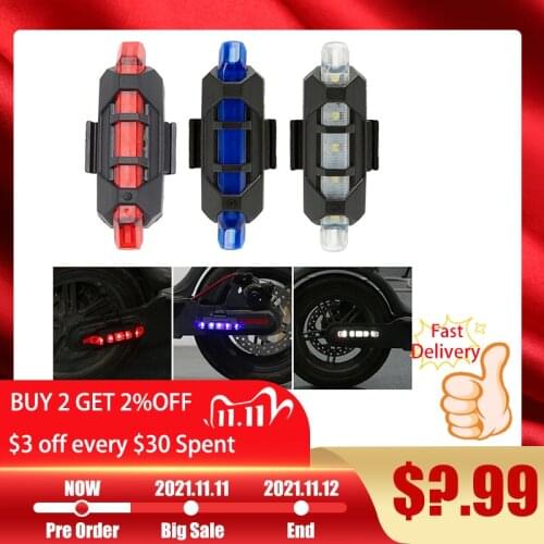 2pcs Scooter Warning Light Night Safety Waterproof LED Flashlight Taillight Electric Scooter Accessories for M365 Pro