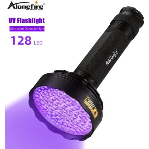 Alonefire SV128 LED UV Flashlight Ultraviolet Torch 128 LED 395nm Ultraviolet Torch Blacklight Detector for Dry Pets Urine Stain