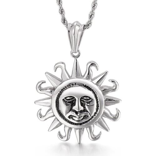 Retro hip-hop style jewelry, European and American personality trend sun mens titanium steel pendant