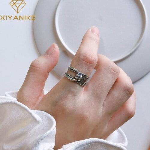 XIYANIKE Minimalist 925 Sterling Silver Couples Rings Vintage Handmade Thai Silver Jewelry Party Accessories for Women Gifts