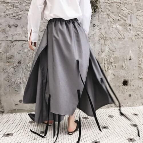 Autumn men irregular design loose punk hip hop skirt pants street style ribbons trousers men gothic hiphop stage joggers costume