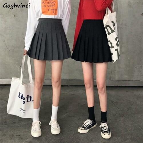 Skirts Women Above Knee Zipper Pleated Skirt Sexy High Waist School Simple Harajuku Kawaii Classic Solid XS Plus Size 3XL Ins