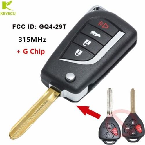 KEYECU Replacement Upgraded Folding Remote Key Fob 315MHz + G Chip for Toyota Corolla Venza 2009-2015 FCC ID: GQ4-29T