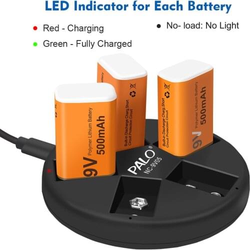 9v battery charger 5 slots charger for ni-mh lithium 9v battery