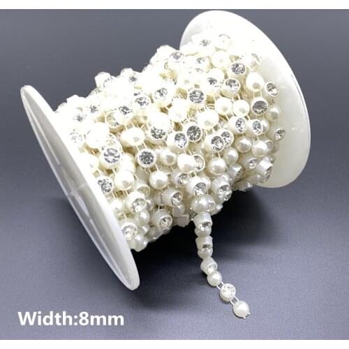 1Yards Chain Pearl Crystal Jewelry Chain Sew On Trims Wedding Dress Costume Applique Jewelry Making DIY Accessories #09