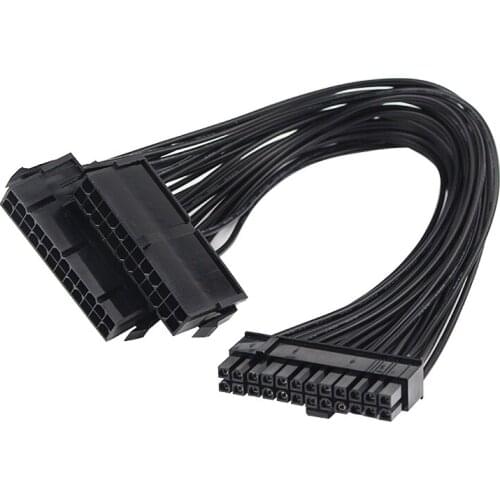 100pcs 30CM PSU Adapter ATX 24Pin Male to Female Dual Molex Power Supply Sync Starter Extender Cable For Bitcoin Litecoin Miner