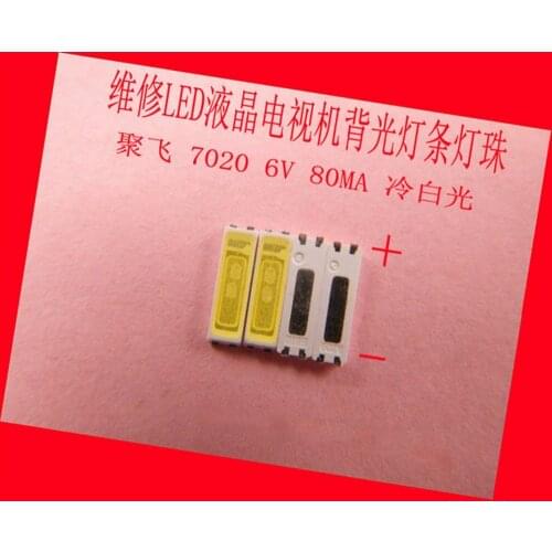 100piece/lot for repair Konka Skyworth Changhong LCD TV LED backlight SMD LEDs 6V 7020 Cold white light emitting diode