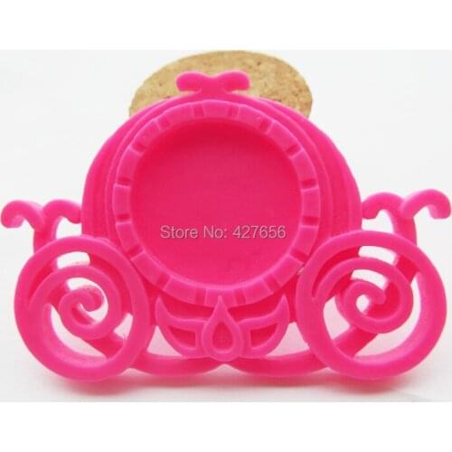 100pcs Hot Pink Flatback Resin Carriage Charm Finding, Base Setting Tray, for 25mm Cabochon/Cameo
