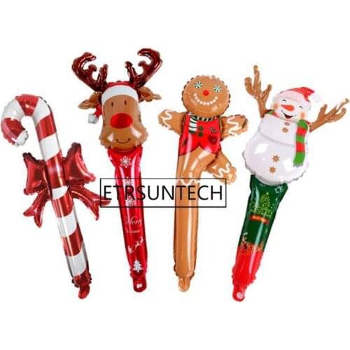 200pcs Santa Claus Hand Held Stick Balloons Kids Christmas Party Foil Balloon Gift Supplies Inflatable Toy