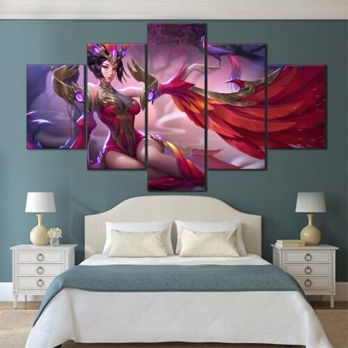 5 Pieces HD Canvas Painting Print Anime Beautiful Girl Picture For Modern Decorative Bedroom Living Room Home Wall Art Decor