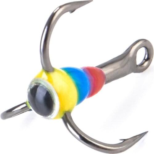 5pcs/pack High Carbon Steel Winter ice Fishing Hooks Sharp Overturned Barbed Trebles Hooks With Diamond Eye Fishing Tackle