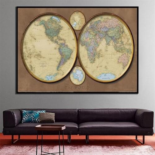 A2 Size Creative Decor Map The World Printed Map 2010 Edition Fine Canvas Wall Map For Living Room Decor
