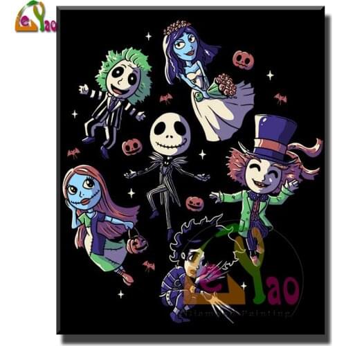 5D Diy Diamond Painting Full Square Diamond Embroidery Cartoon Doll Halloween King And Bride Beads Mosaic New Arrival Home Decor