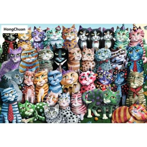 Diamond embroidery, abstract cat, 5d diamond painting square, round diamond inlay, rhinestone pictures, cross stitch, new year