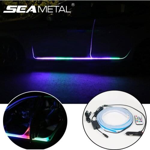 12V Car Door Light LED Automobiles Door Edge Warning Light Atmosphere Strip Lamp Remote Control RGB Strips Lights for Car Lights
