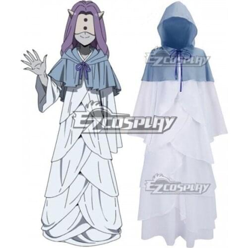 The Promised Neverland Mujika Adult White Dress Ghost Mujika Cloak and Dress Full Outfit Halloween Carnival Cosplay Costume E001