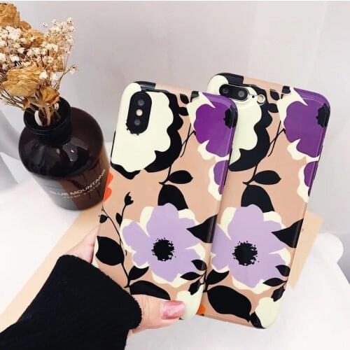 Suitable for Retro Floral Printed iPhone Xs Max Phone Case Creative Glossy Apple 8plus Soft