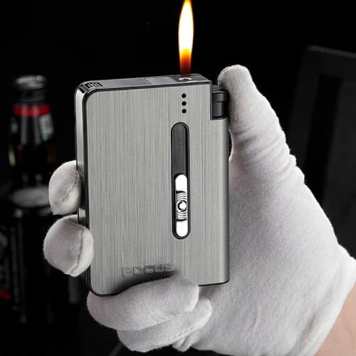 New 2in1 Automatic Cigarette Case with Lighter 10 Cigarettes Can Mount Metal Box Smoking Accessories for Men Gifts Dropshipping