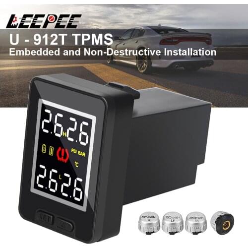 LEEPEE 4Pcs External Internal Sensor Tire Pressure Monitor System Car TPMS for Toyota Save Fuel Temperature Real-time Monitoring