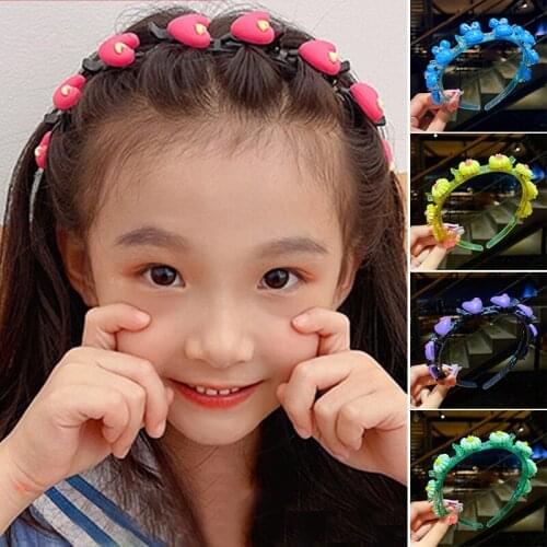 Childrens Sweet Hairstyle Headband Korean Style Cute Cartoon Flower Bangs Fixed Hair Loop Headwear Gifts for Girls SAL99
