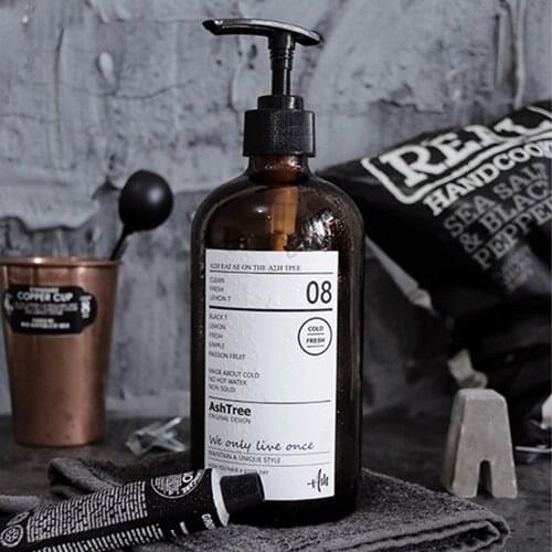 Bathroom Soap Dispenser 500ml Brown Glass Bottle for Shampoo Shower Gel Hair Conditioner Liquid Lotion Storage Empty Bottle