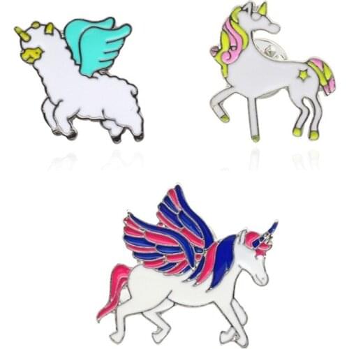 Unicorn Enamel Pins Cute animal unicorn Metal Brooch Pins Jeans Bag Decoration Brooches