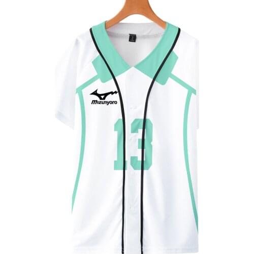 Anime Haikyuu T Shirt Uniform Harajuku Tshirt Adult Top Baseball Jersey Cosplay Costume Japan Summer V-neck Print Casual Short