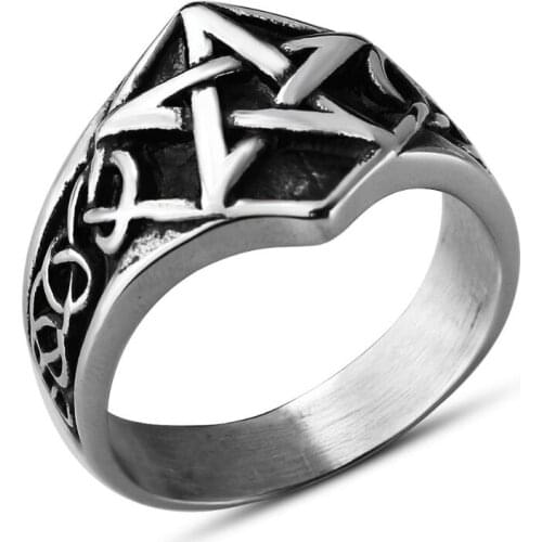 Hot Sale Steel Color Five-pointed Star Finger Ring For Women Fashion Party Jewelry Christmas Gift