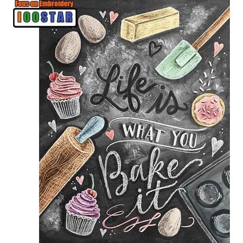 Full Square Drill 5D DIY Diamond Painting "Kitchen cake" 3D Embroidery set Cross Stitch Mosaic Decor gift