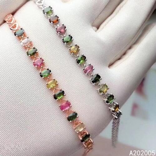 KJJEAXCMY Fine Jewelry 925 Sterling Silver inlaid gemstone tourmaline women hand bracelet popular support test selling