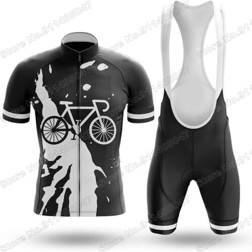 2021 Black Mens Cycling Jersey Set Summer Clothing Road Bike Shirts Suit Bicycle Bib Shorts MTB Wear Maillot Ropa