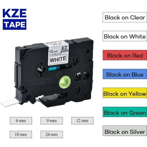 Multicolor Flexible Cable Label Tapes tze tape for Brother p-touch printers as Flexible label Tze-FX231 tze-fx231 tzefx231