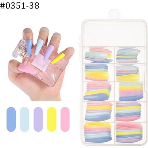 Lamemoria 100pcs Colourful and Long Ballerina Nails Detachable Christmas Style False Nail Tips Press on Nails Art Fake Nails