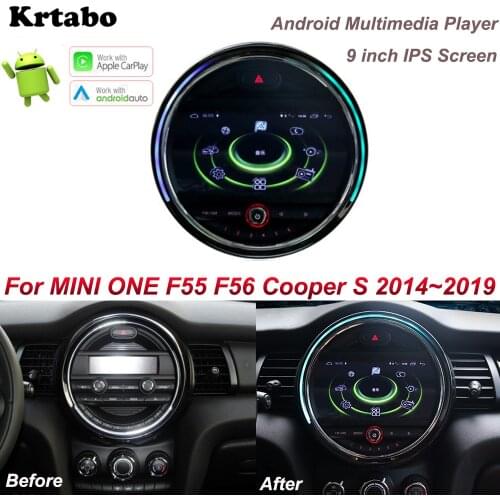 Android Multimedia Player For BMW MINI ONE F55 F56 Cooper S 2014-2019 Car Radio 9 inch IPS screen Apple Carplay Video Player