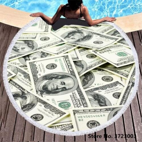 New Money Geometric Metal Tassel Round Bath Towel Beach Towel Microfibre Travel Shower Bathroom Towels Bath Towels For Adults