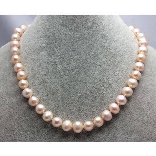 New 10-11MM NATURAL SOUTH SEA GENUINE PINK PEARL NECKLACE Gold Clasp 18inch