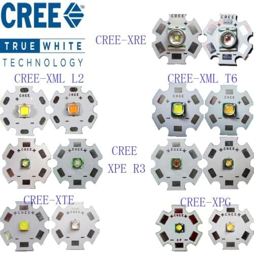 Original CREE 10W XML T6 / 10W XML L2 / XPE R3 3W / XRE Q5 3W / XTE R5 5W / XPG2 R5 5W / Warm Cool White Red Green Blue Yellow